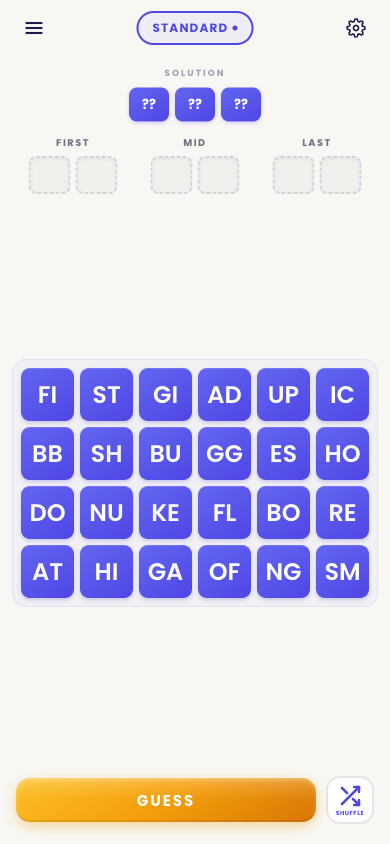 Pairdle pair grid and column layout