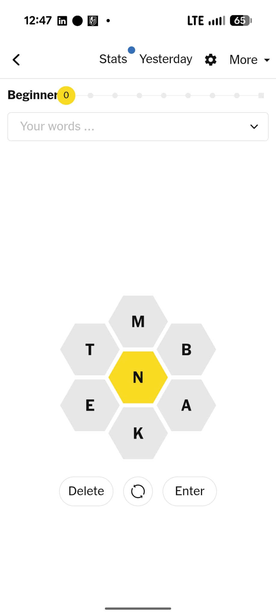 NYT Spelling Bee honeycomb interface
