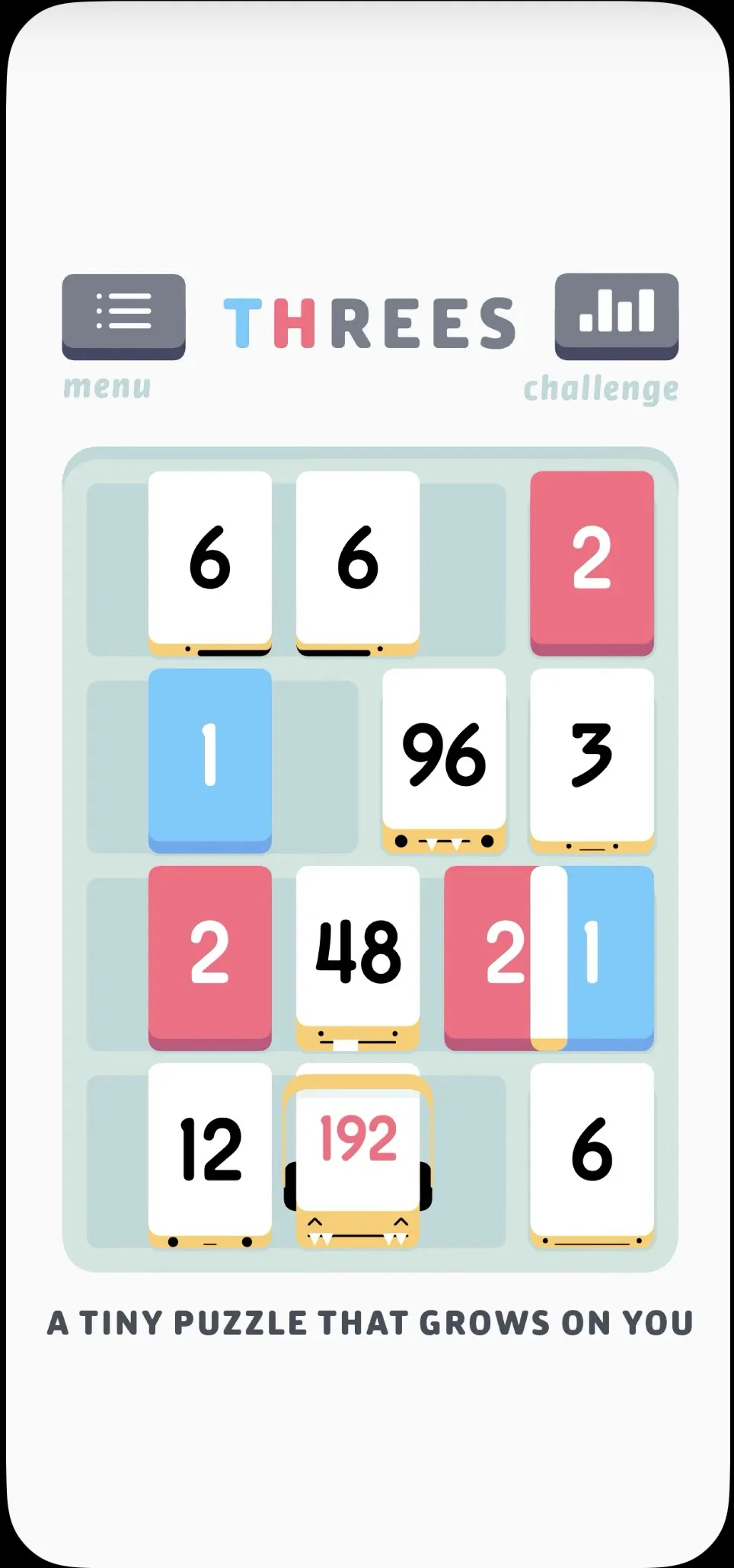 Threes! gameplay with tile combinations